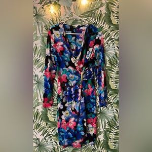 Calvin Klein long sleeve flower pink dress